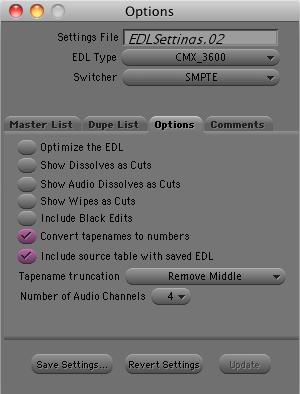 edl manager options settings